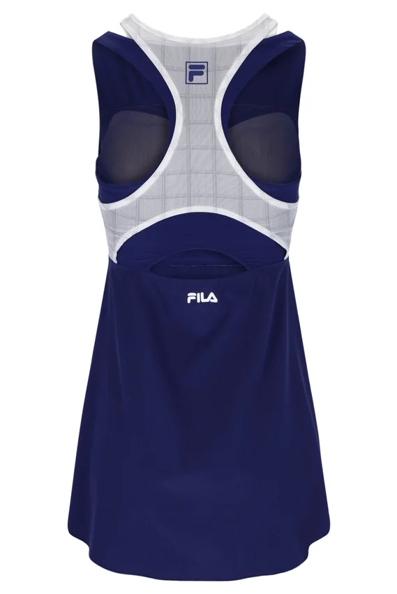 Marineblaues Mesh-Jersey-Kleid für Damen mit integrierten Shorts
