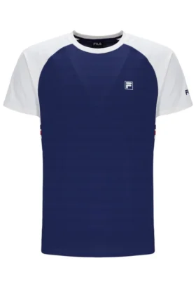 Marineblaues Unisex-Tennis-T-Shirt mit Rundhalsausschnitt