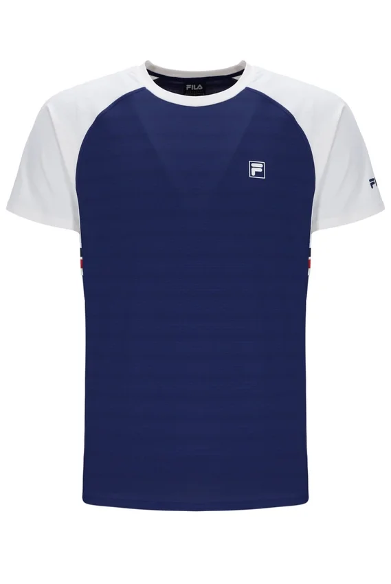 Marineblaues Unisex-Tennis-T-Shirt mit Rundhalsausschnitt