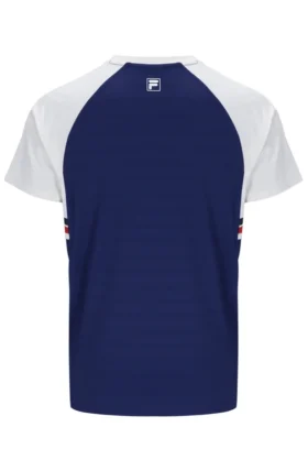 Marineblaues Unisex-Tennis-T-Shirt mit Rundhalsausschnitt