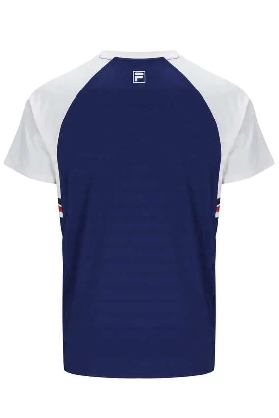 Marineblaues Unisex-Tennis-T-Shirt mit Rundhalsausschnitt