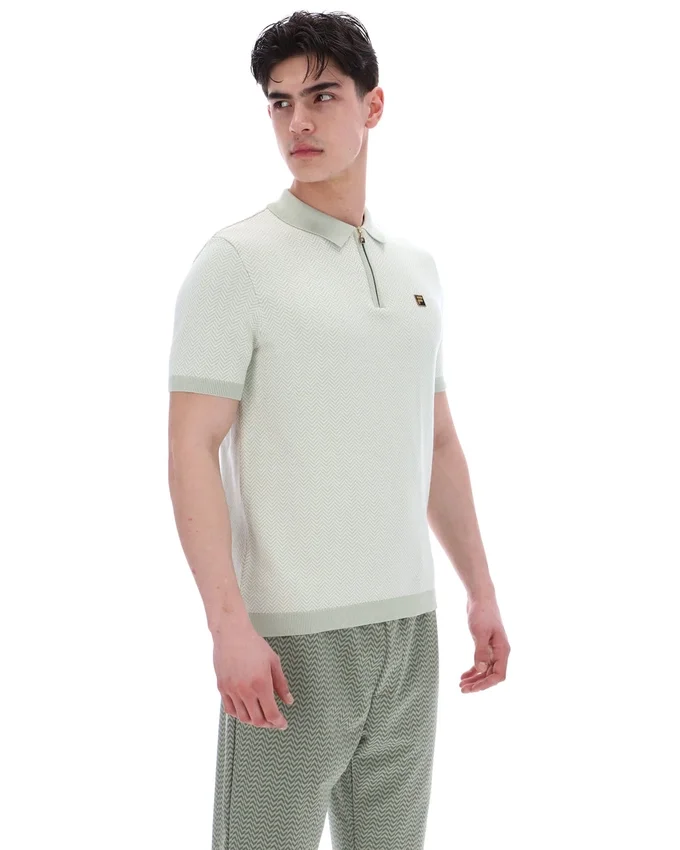 Marty Zip Polo in Seeschaum