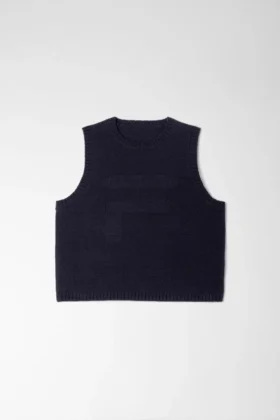 Mitternachtsblaue, kurz geschnittene Strickweste