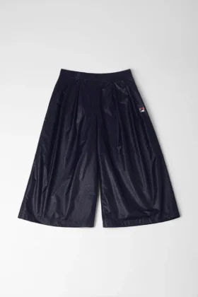 Mitternachtsblaue Plissee-Hose mit ausgestelltem Bein