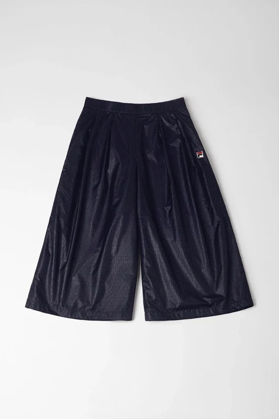 Mitternachtsblaue Plissee-Hose mit ausgestelltem Bein