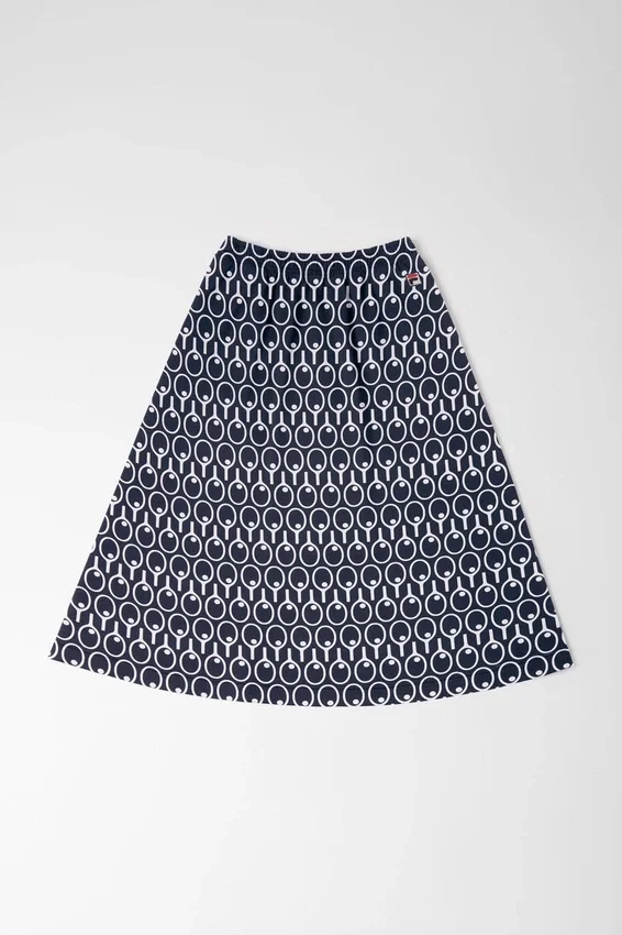 Mitternachtsblauer, ausgestellter Midi-Rock mit Taschen