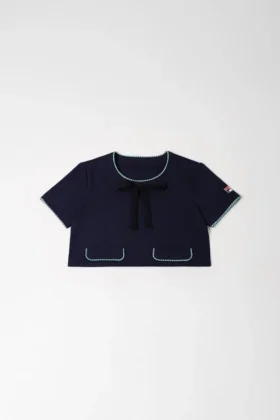 Mitternachtsblaues, geflochtenes Crop-Top