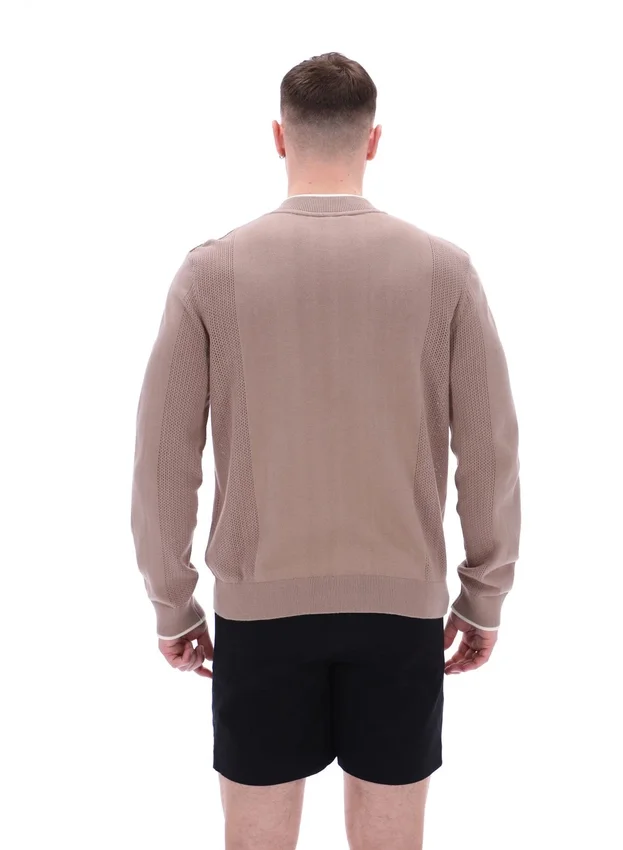 Mocha Meringue Ferguson Trainingsjacke mit offenem Strick und Pointelle-Einsätzen
