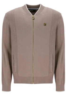 Mocha Meringue Ferguson Trainingsjacke mit offenem Strick und Pointelle-Einsätzen