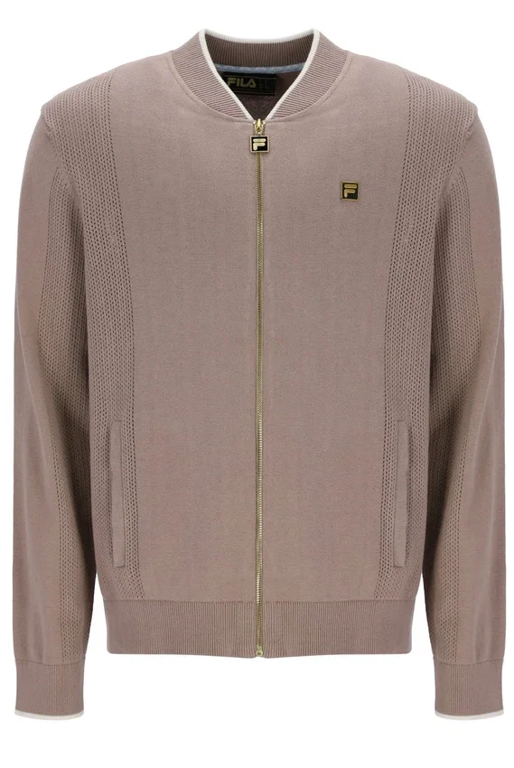 Mocha Meringue Ferguson Trainingsjacke mit offenem Strick und Pointelle-Einsätzen