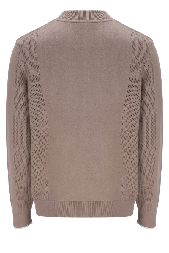 Mocha Meringue Ferguson Trainingsjacke mit offenem Strick und Pointelle-Einsätzen