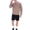 Mocha Meringue Ferguson Trainingsjacke mit offenem Strick und Pointelle-Einsätzen