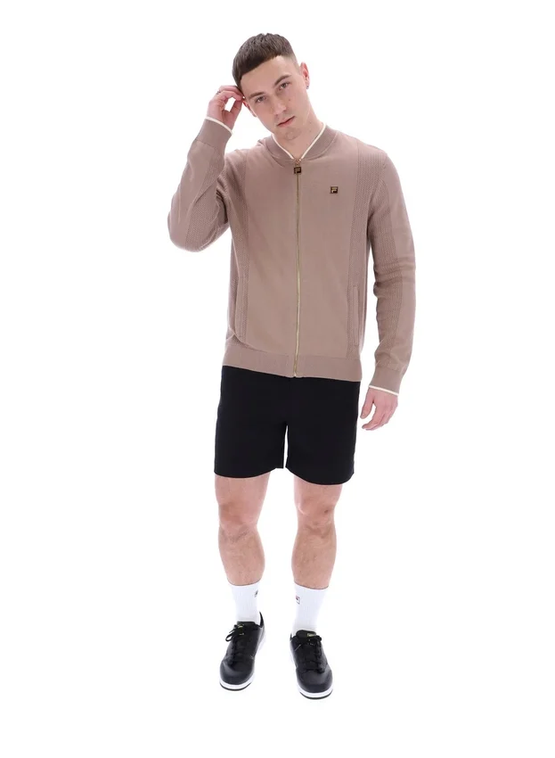 Mocha Meringue Ferguson Trainingsjacke mit offenem Strick und Pointelle-Einsätzen