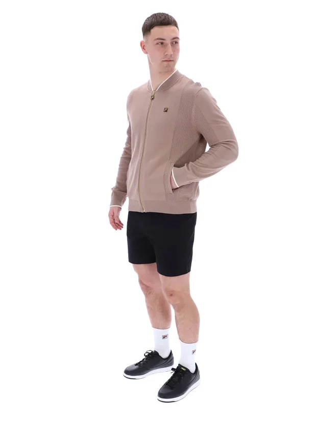 Mocha Meringue Ferguson Trainingsjacke mit offenem Strick und Pointelle-Einsätzen