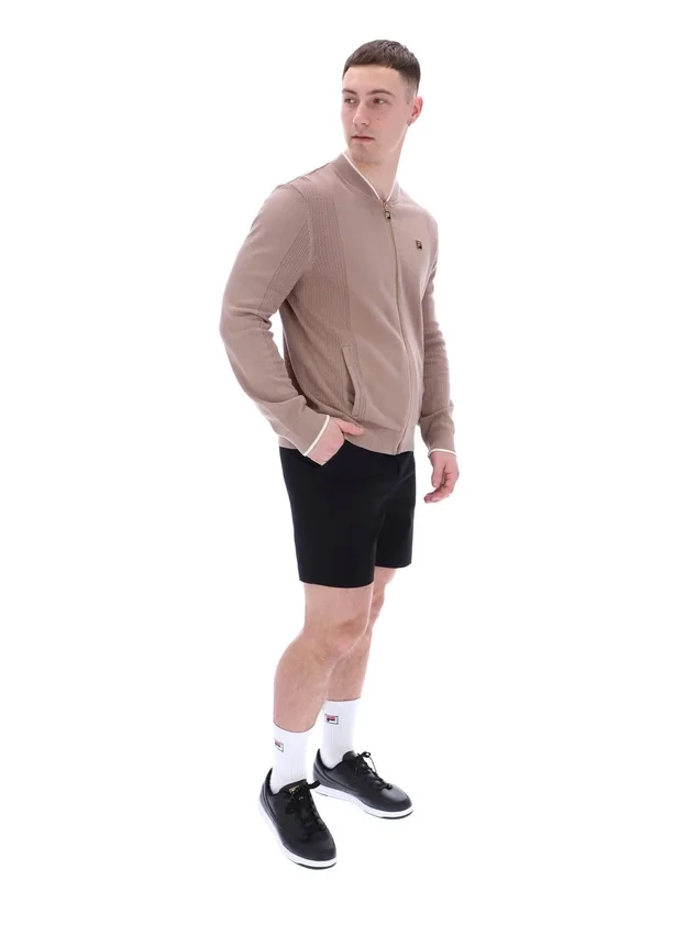 Mocha Meringue Ferguson Trainingsjacke mit offenem Strick und Pointelle-Einsätzen