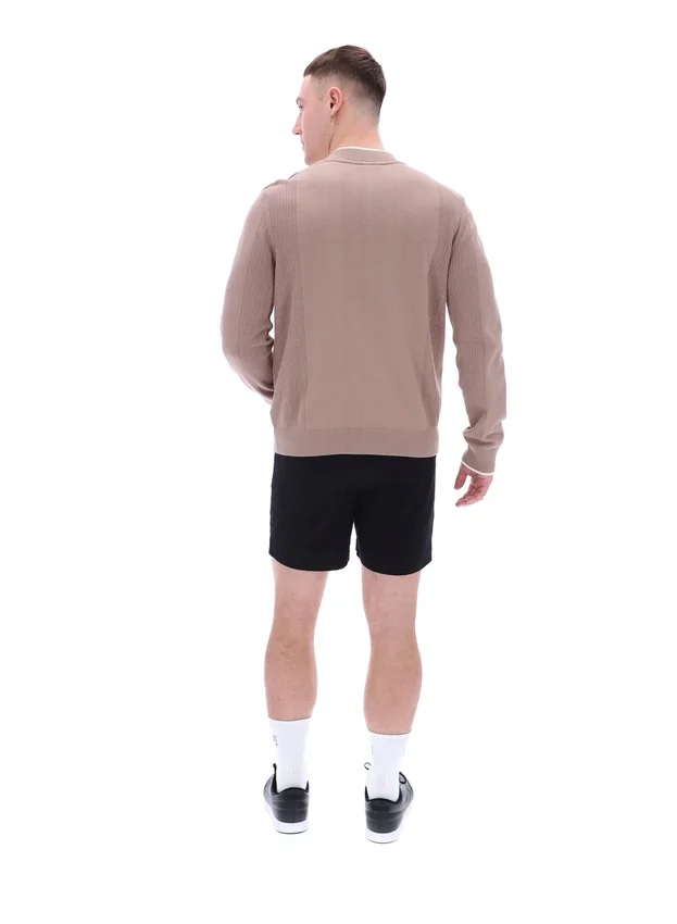 Mocha Meringue Ferguson Trainingsjacke mit offenem Strick und Pointelle-Einsätzen