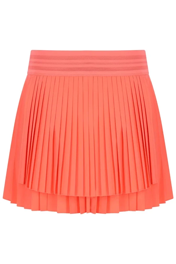 Neonorangefarbener plissierter Wickel-Tennisrock für Damen