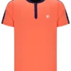 Neonorangefarbenes Herren-Tennis-T-Shirt mit Henry-Ausschnitt