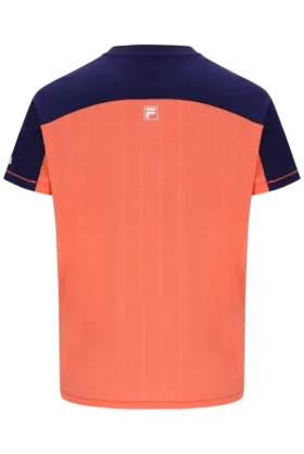 Neonorangefarbenes Herren-Tennis-T-Shirt mit Henry-Ausschnitt