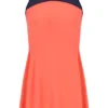 Neonorangefarbenes Jersey-Kleid für Damen mit integrierten Shorts