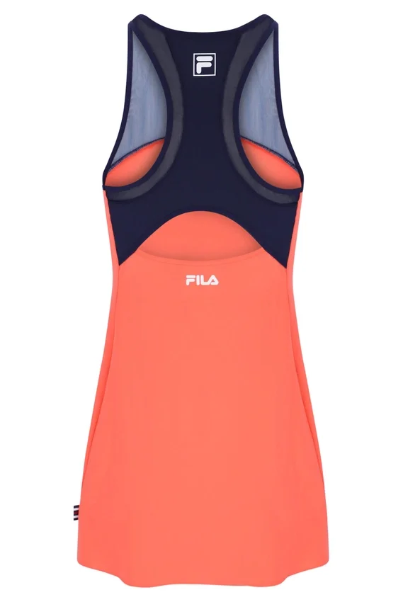 Neonorangefarbenes Jersey-Kleid für Damen mit integrierten Shorts
