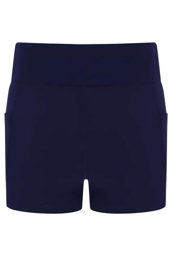 Neonorangefarbenes Jersey-Kleid für Damen mit integrierten Shorts