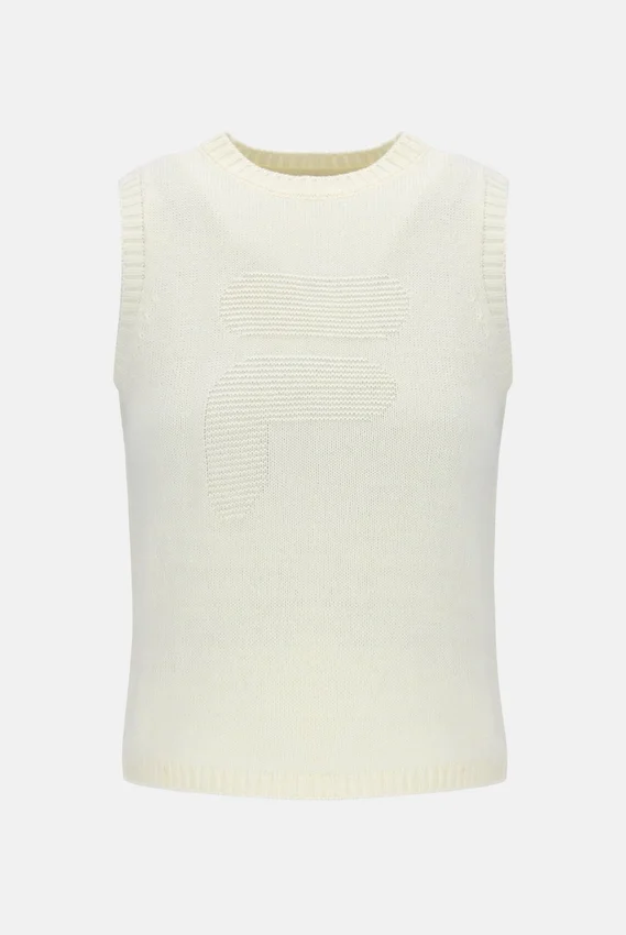 Off-White, kurz geschnittene Strickweste