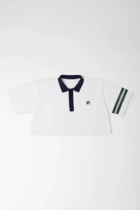 Off-White-Polo in verkürzter, ausgestelltem Schnitt mit kontrastierendem Kragen
