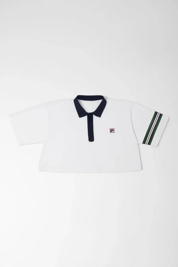 Off-White-Polo in verkürzter, ausgestelltem Schnitt mit kontrastierendem Kragen