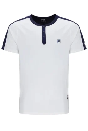 Off-White-Tennis-T-Shirt für Herren mit Henry-Kragen