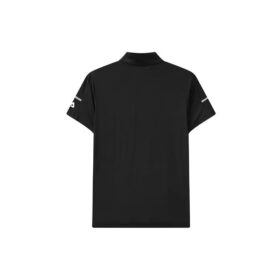 Polohemd mit Logo-Muster, locker geschnitten, kurzärmelig, schwarz