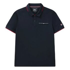 Rotes Colorblock-Logo, Shorts-Polo, Blau