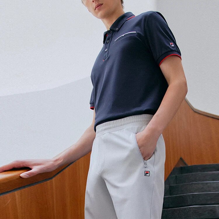 Rotes Colorblock-Logo, Shorts-Polo, Blau