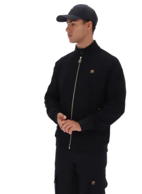 Schwarze Davey Trainingsjacke mit durchgehendem Reißverschluss