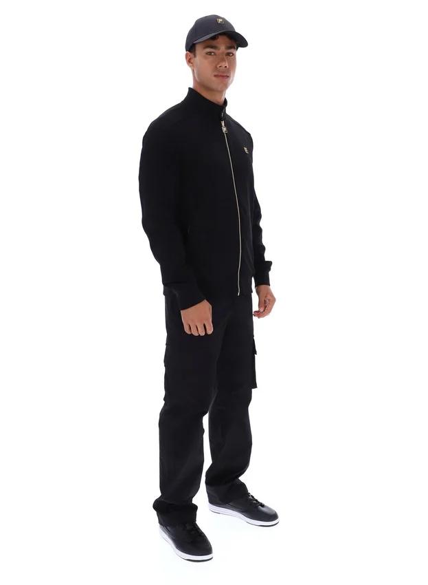 Schwarze Davey Trainingsjacke mit durchgehendem Reißverschluss