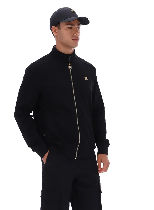 Schwarze Davey Trainingsjacke mit durchgehendem Reißverschluss