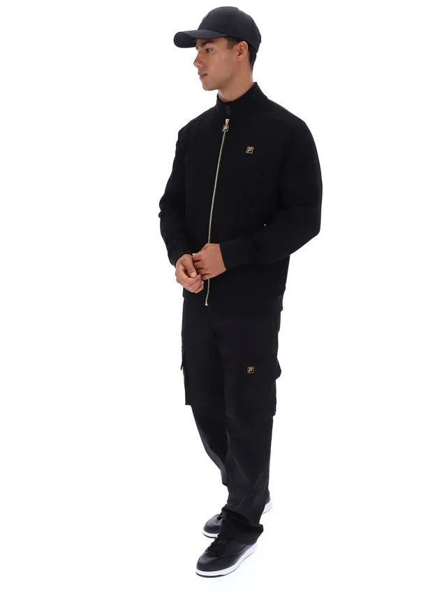 Schwarze Davey Trainingsjacke mit durchgehendem Reißverschluss