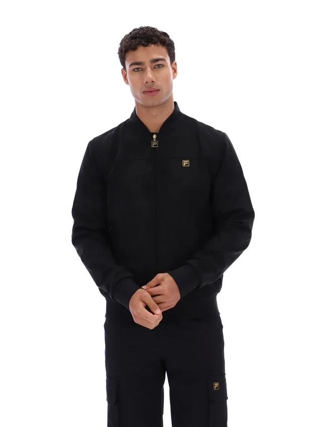 Schwarze „Dean“-Jacke aus Kunstwildleder mit durchgehendem Reißverschluss