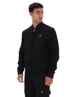 Schwarze „Dean“-Jacke aus Kunstwildleder mit durchgehendem Reißverschluss