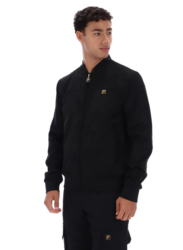Schwarze „Dean“-Jacke aus Kunstwildleder mit durchgehendem Reißverschluss