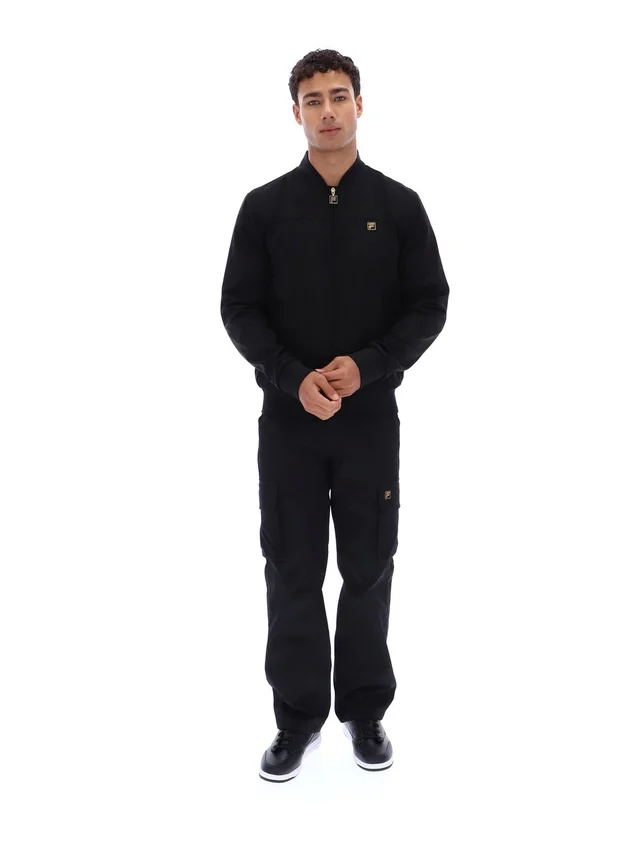 Schwarze „Dean“-Jacke aus Kunstwildleder mit durchgehendem Reißverschluss