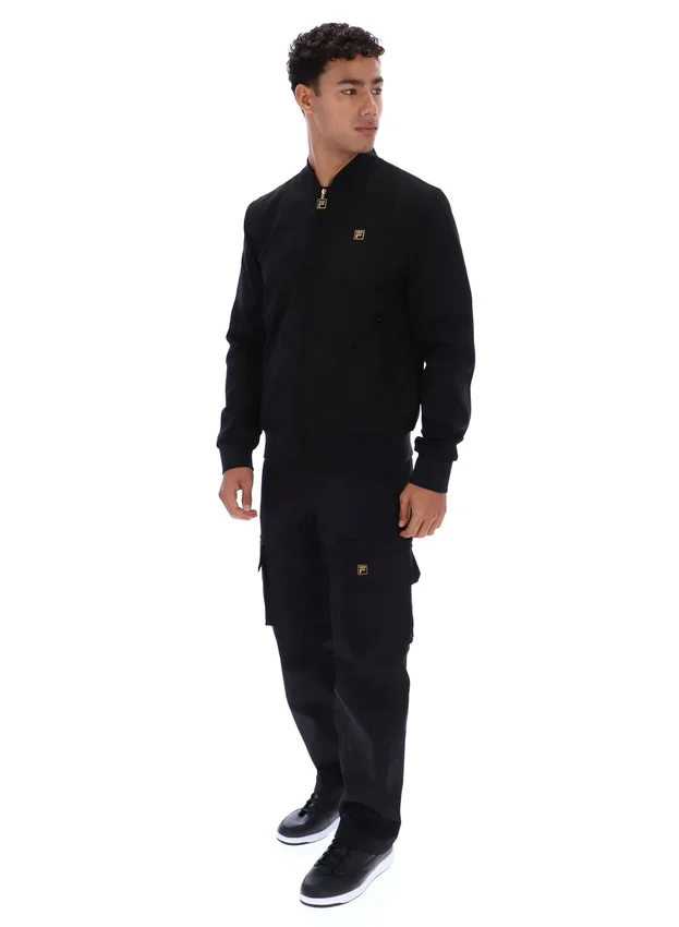 Schwarze „Dean“-Jacke aus Kunstwildleder mit durchgehendem Reißverschluss