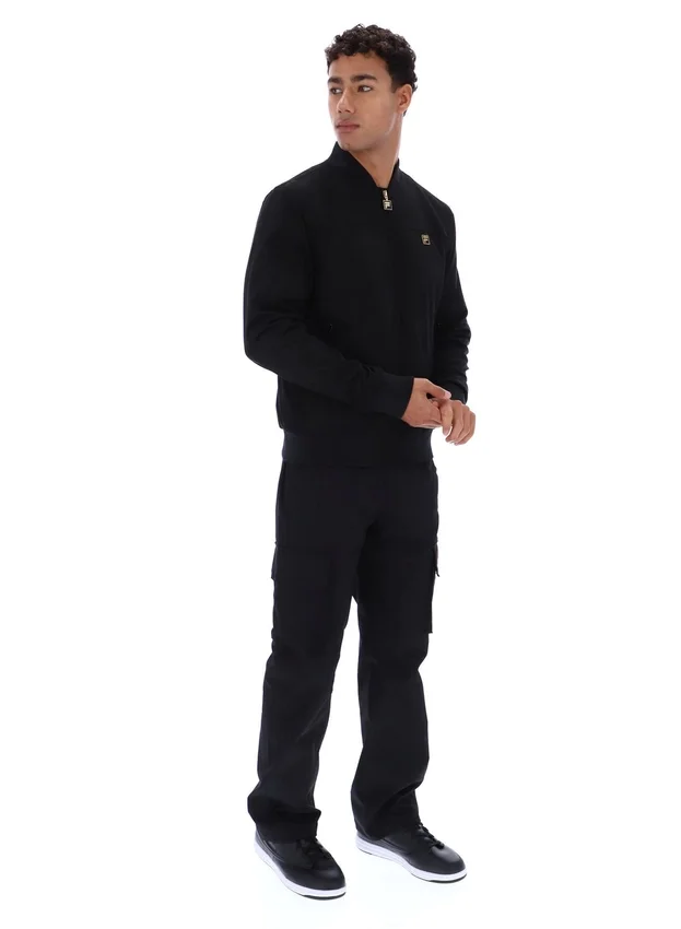 Schwarze „Dean“-Jacke aus Kunstwildleder mit durchgehendem Reißverschluss