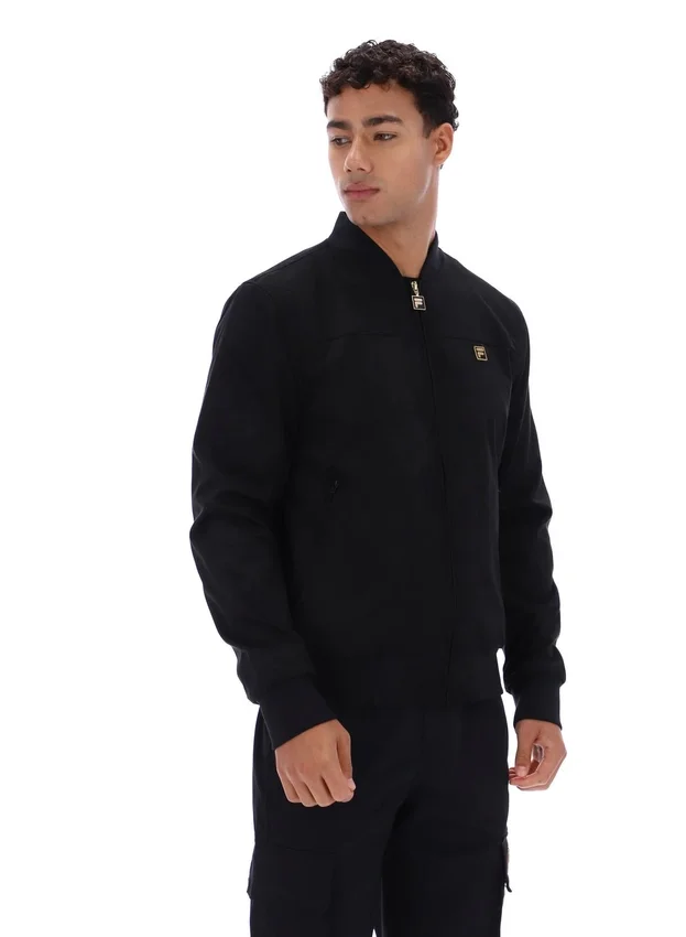 Schwarze „Dean“-Jacke aus Kunstwildleder mit durchgehendem Reißverschluss