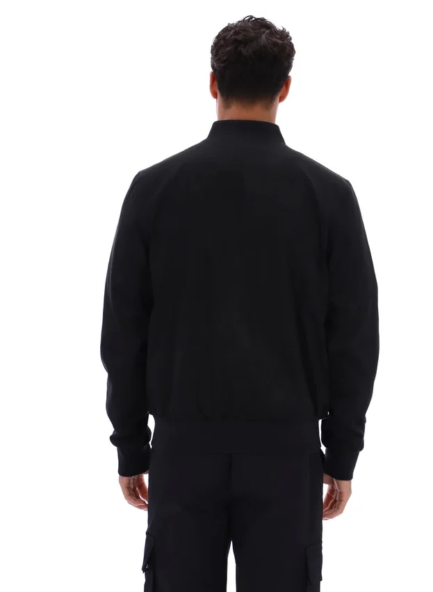 Schwarze „Dean“-Jacke aus Kunstwildleder mit durchgehendem Reißverschluss