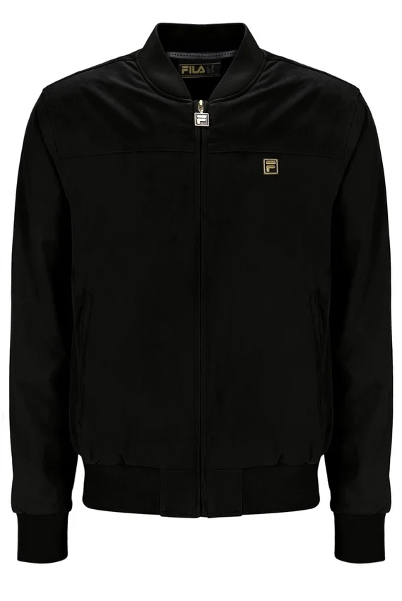 Schwarze „Dean“-Jacke aus Kunstwildleder mit durchgehendem Reißverschluss