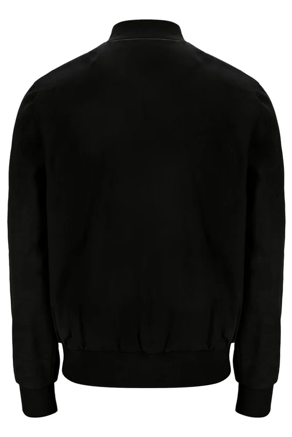 Schwarze „Dean“-Jacke aus Kunstwildleder mit durchgehendem Reißverschluss