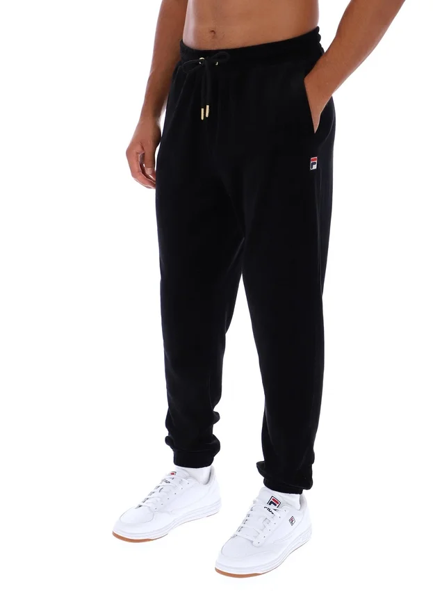 Schwarze Eddie-Velours-Jogginghose