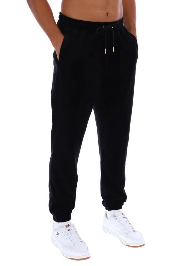 Schwarze Eddie-Velours-Jogginghose