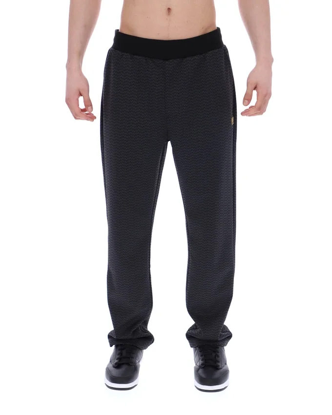 Schwarze Edward-Hose mit Fischgrätenmuster